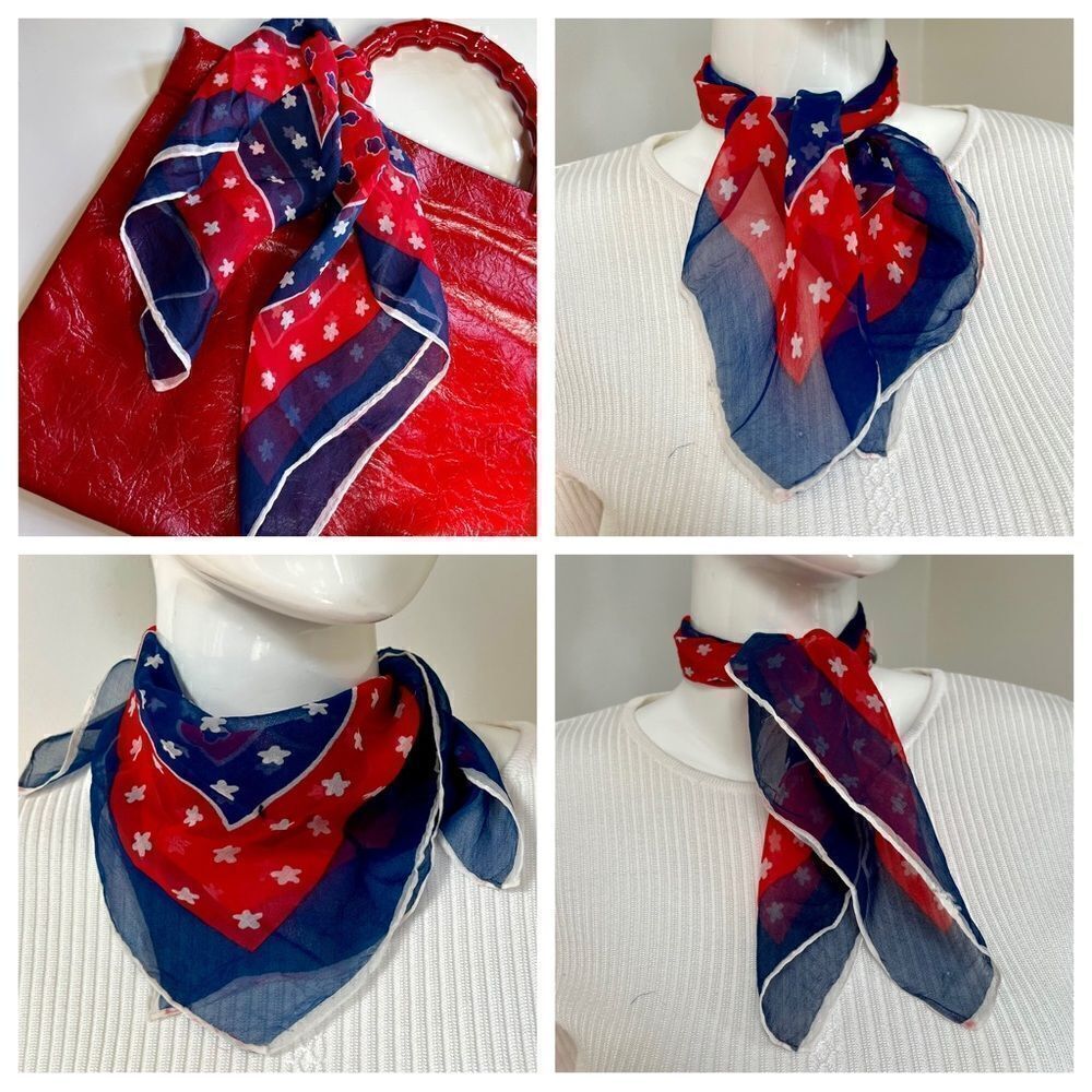 Groovy Vintage Flower Power 1960s / 1970s Americana Semi Sheer Accent Scarf